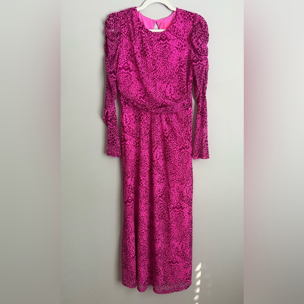 Lilly Pulitzer Preslie Pink Leopard Mesh Midi Dress Size Medium
